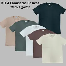Camiseta Masculina Lisas de Algodão KIT com 4 Camisetas 505290-k4