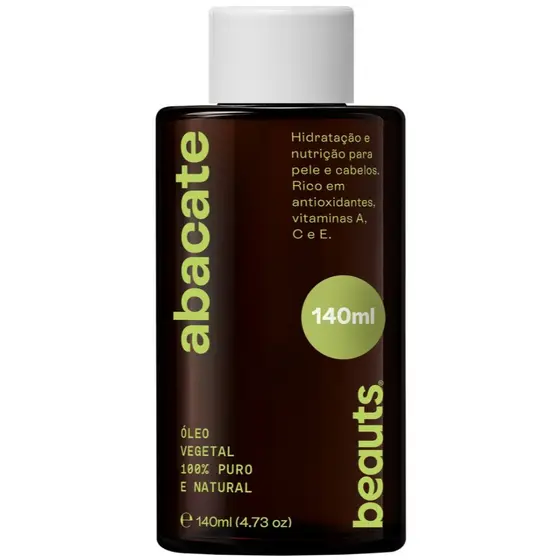 Óleo de Abacate Beauts 140ml 100% Puro | Corpo, Banho, Massagem e Umectação Capilar
