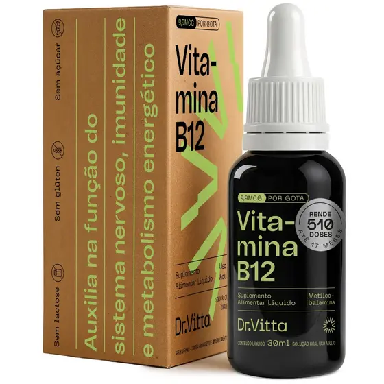 Vitamina B12 Metilcobalamina Gotas Dr. Vitta 30mL | 9,9mcg por Gota | 510 Doses