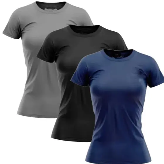 Camisa feminina DryFit - 3 OU 1 Camisa - Academia - Esportiva - Treino / com Logo Refletivo