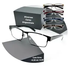 Óculos De Leitura Com Grau Para Perto Metal Aço Descanso Presbiopia Masculino e Feminino Resistente Haste TR90 Com Mola