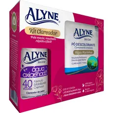Kit Clareador Alyne | Pó Descolorante + Água Oxigenada 40 Vol. | Algas Marinhas ou Camomila