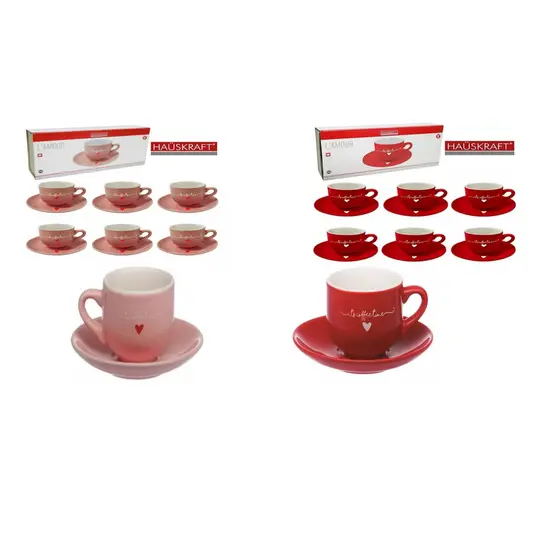 Jogo de xicaras com Pires de Porcelana 12 Peças - Hauskraft