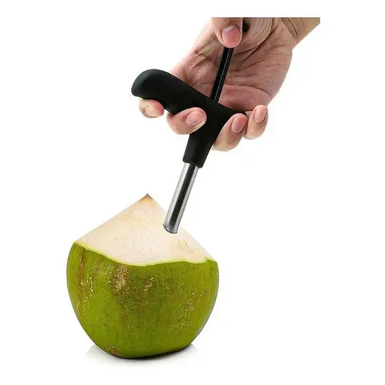 Abridor de Coco para Praia - Manual Inox com Cabo Plástico