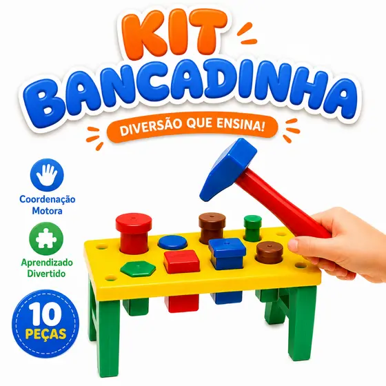Brinquedinho Educativo Para Bebê - Bancadinha com pesas Geométricas
