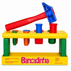Brinquedo Bancadinha com Martelo e Pinos Geométricos Educativo, Criativo e Interativo para Crianças