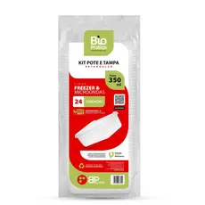 Pote Plástico 350 ml Retangular Para Marmita, Marmita fitness Doces - BP Potes kit com 24 / 48 / 72 / 96 unidades