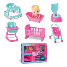 Brinquedo Casinha Little Dolls 1 Boneca Com 6 Acessórios Divertoys