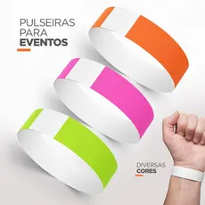Pulseira Identificação lisa para Personalização Festa varias cores e quantidades