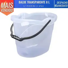 Balde Plástico Retangular 8L c/ Alça Plástica Transparente Lavanderia Multiuso