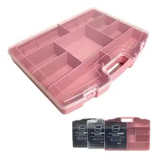 Maleta Multiuso Organizadora Maxi Bijuterias Ferramentas Cor Rosa