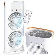 Ventilador Climatizador Duplo Portátil Giratório De Mesa 37.5 Cm 10 W Branco 5v - 2.0a Branca Plástico 6