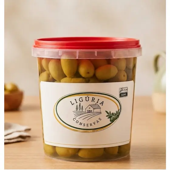 Azeitona Verde com Caroço Ligúria Premium Sabor Especial Conserva Selecionada Ideal Petiscos, Pizzas e Receitas