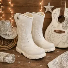 Bota Infantil Texana Menina Country Feminina Bordada Para Rodeios Festa Junina Sítio Delicada e Estilosa