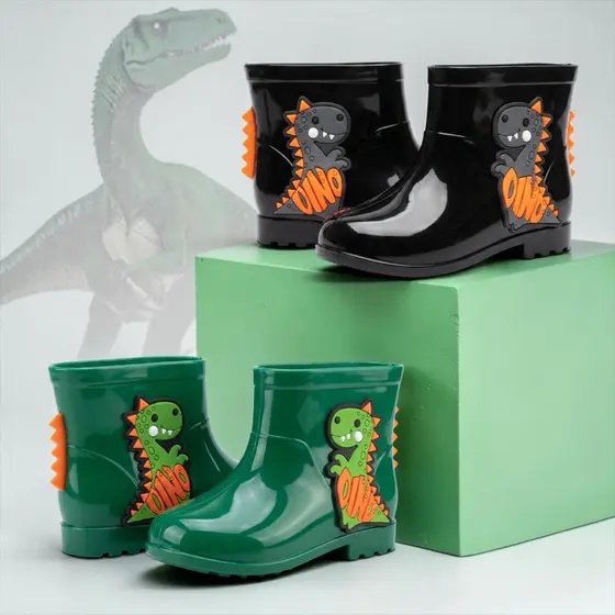 Galocha Infantil Menino Cano Curto Bota Botinha Dino Confortável Macia E Leve Quentinho Para Chuva e Invernk