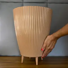 Vaso Planta Decorativo Coluna Canelado 34x26 Jardim Sala Moderno Resistente