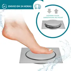 Ralo Click Inteligente 10x10cm Cromado Inox Banheiro Veda Cheiro e Insetos