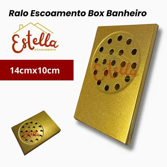 Ralo de Escoamento DOURADO Pratic Para Box de Banheiro 14cm x10cm