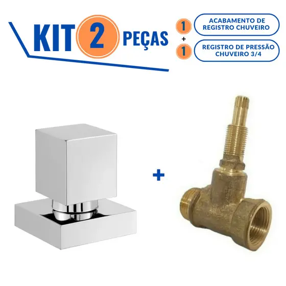 Acabamento Quadrado Padrão Deca Mais Registro Pressão de Base 3/4