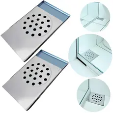 Kit 2 Ralos Escoamento inteligente Para Box Banheiro em Aço Inox Tampa Removível canto