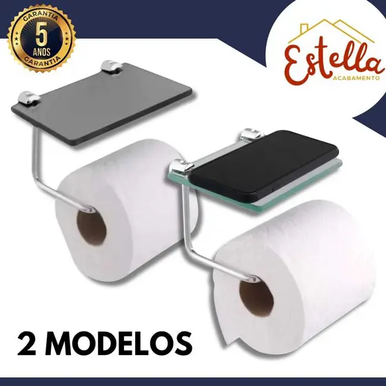 Papeleira Com Suporte de Vidro - Porta Papel Higiênico