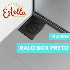Ralo Pratic Box PRETO Inteligente 14x10cm Para Box Banheiro Escoramento Aço Inox Anti-Entupimento.
