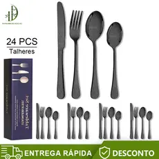 Kit Faqueiro De Talheres Aço Inox Com Dourado,Com Maleta Para Cozinha e Restaurantes