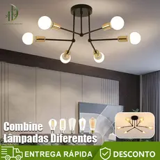 Luminária De Teto Lustre  Teto semi Incrustadas Nórdico Moderno 6 Braços alumínio,para sala de jantar home quarto