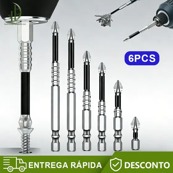 6 Pcs K5  De Bits De Chave De Fenda Magnética -Antiderrapantes Resistentes A Impactos Para Chaves Elétricas