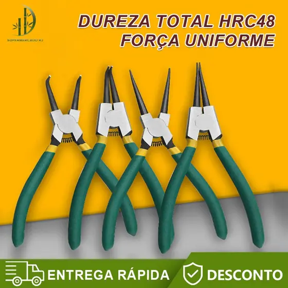Jogo Alicate Para Profissiona Trava Extrator ,Anel  Interno E Externo Bico Curvo E Reto