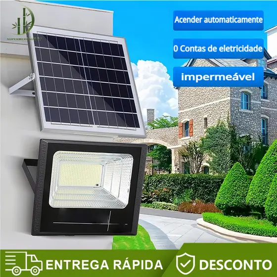 Refletor Solar Led Holofote 100w Placa Separada Bateria Prova D'água