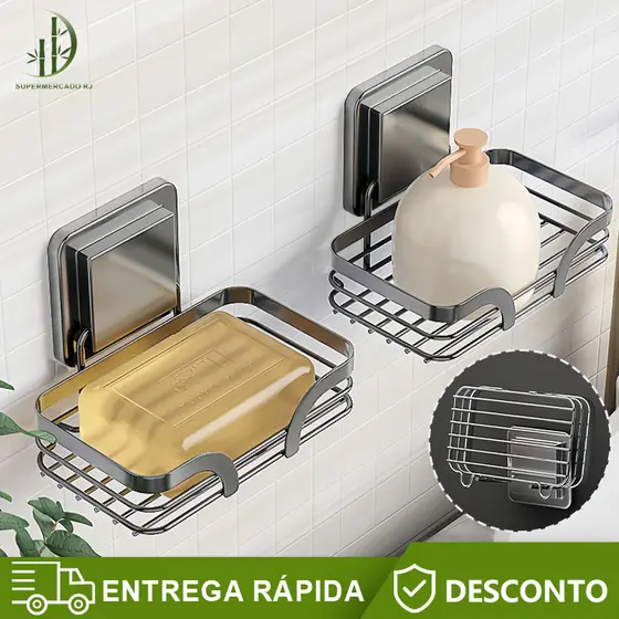 Prateleira de Aço Inoxidável Carbono para Saboneteira Adesiva Sem Furo Antiferrugem Impermeável Para Banheir
