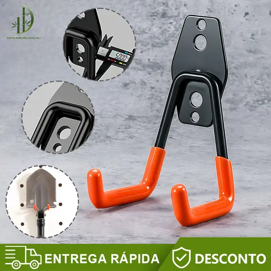 Kit 4 Suporte Aço Multiuso 23kg Parede Mangueira Bike Escada Vasoura Rodo