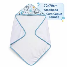 Toalha de Banho Bebê com Capuz Forrado 70x70cm Atoalhado Premium Roupão RN