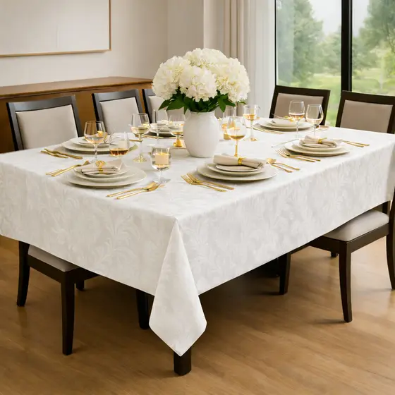 Toalha de Mesa Jacquard Luxo Elegante Mesa Posta 4 e 6 Lugares