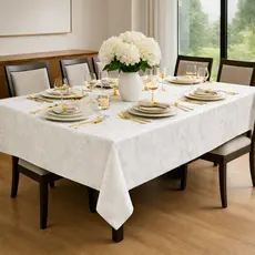 Toalha de Mesa Jacquard Luxo Elegante Mesa Posta 4 e 6 Lugares