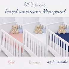 Kit 3 Peças Lençol Berço Americano Micropercal | Macio, Ajuste Perfeito e Antialérgico