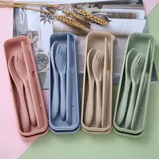 Conjunto De Talheres Fibra Estojo Colher Garfo Faca