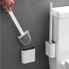 Escova De Silicone Limpar Privada Banheiro Vaso Com Suporte E Adesivo Para Parede