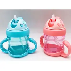 Garrafa De Água Copo para Bebe Com Tampa E Canudo + Alça De Plástico 200ML