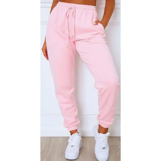 Calça Moletom Feminina Flanelada Academia Corrida Peluciada Estilo Jogger Com Bolsos Laterais.