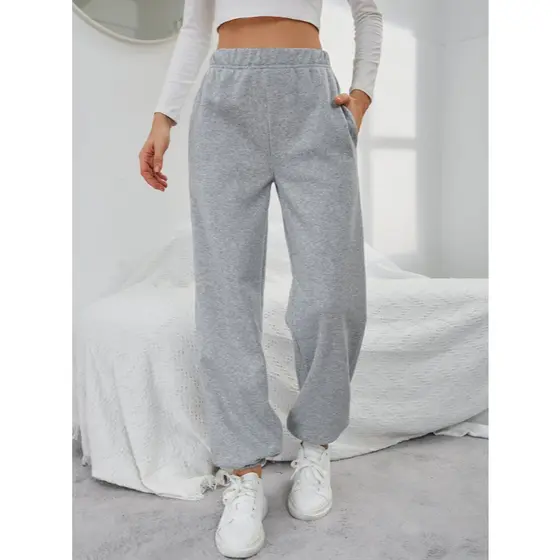 Calça Moletom Feminina Jogger Peluciada Cintura Alta Ajuste Na Cintura Envio Rápido