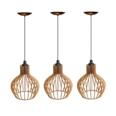 kit 3 Pendente Luminária de teto lustre para qualquer ambiente em MDF - 3ppc/sf