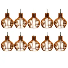 kit 10 Pendente Luminária de Teto Lustre Decorativo Retro Rústico Cor Marrom - 10 ppm/sf