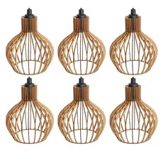 Kit 06 Lustres Pendente De Teto Area De Churrasco Rustico Cor Cru - 6ppc/sf