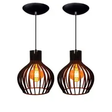 kit 2 Pendente Luminária de Teto Lustre Decorativo Retro Rústico Cor Preto - 2 ppp/sf