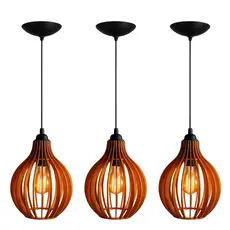 Kit 3 Pendente Luminaria Decorativa Balcão Cozinha Quarto Salão Varanda Cor Marrom - 3Cqm/Sf