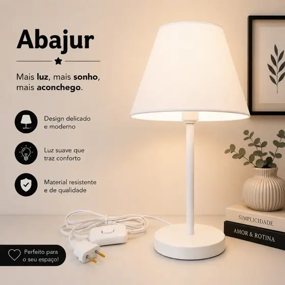 Abajur Luminária De Mesa Moderna Quarto Sala  Escritorio Cabeceira - 1Avb
