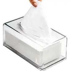 Porta Lenços Máscara Papel Interfolha Caixa Acrílico Cristal Transparente Lorben
