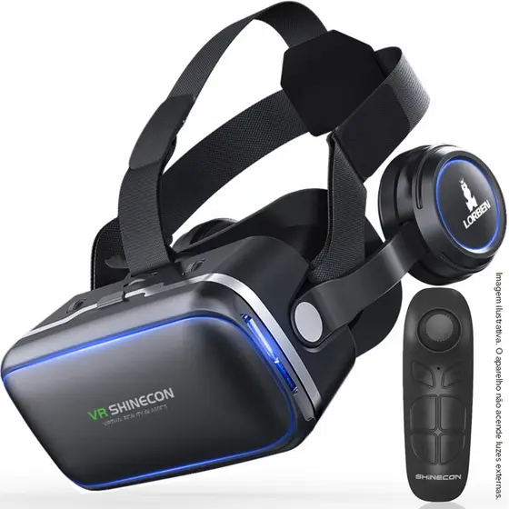 Óculos VR Realidade Virtual Lorben 3D Com Fone Ouvido Estéreo e Controle Remoto